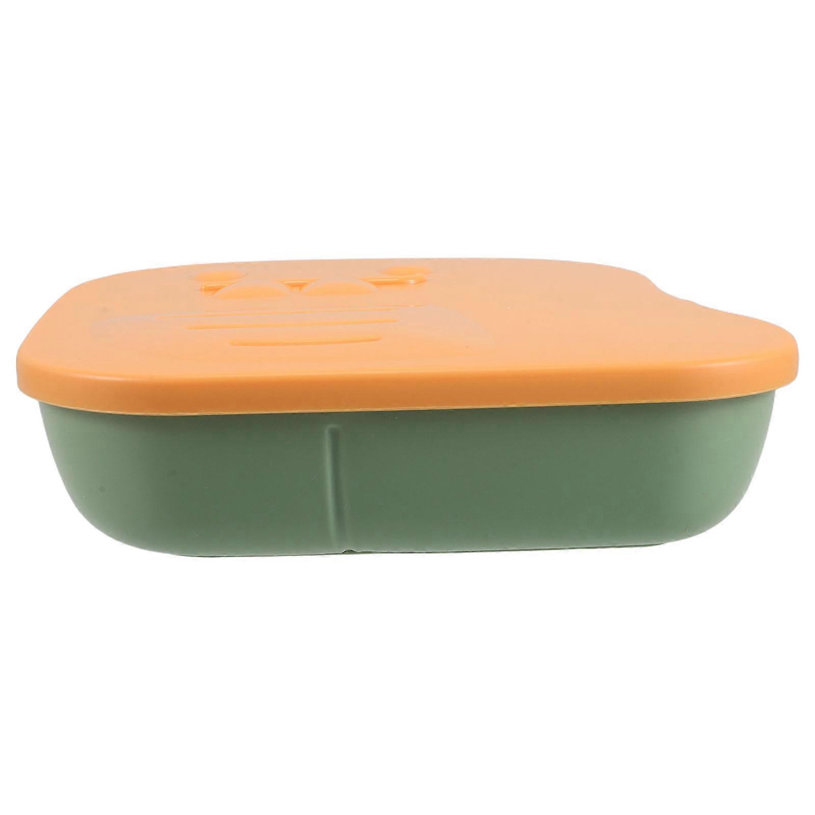 Childrens Plate Cartoon Baby Dinnerware Suction Base Divided Compartments Orange 7.1X6.3X2.2In For Kindergarten Use 1Set