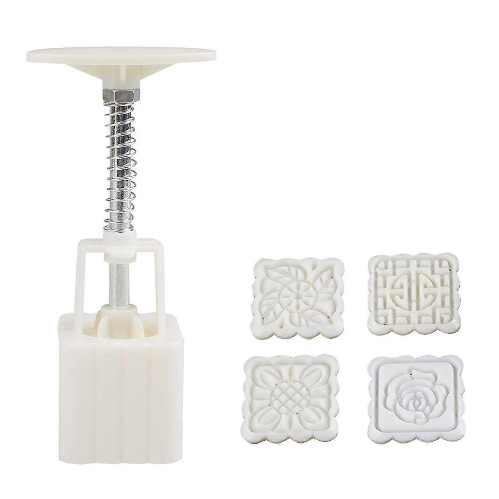 Moon Cake Mould Set Square Fondant Making Kitchen Baking Tools 2 56 2 56 5 51inch White 1 Set