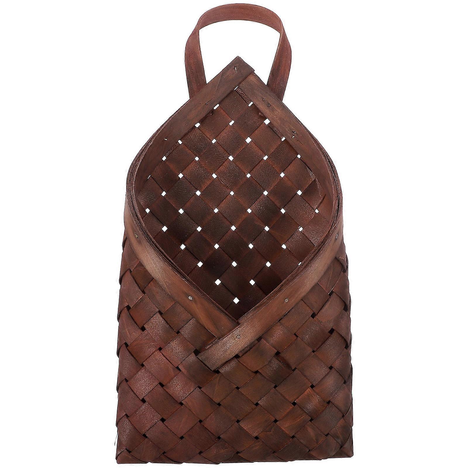 素朴なスタイルの木製織バスケット装飾フラワーアレンジメントバスケット多用途の吊り下げ収納バスケット