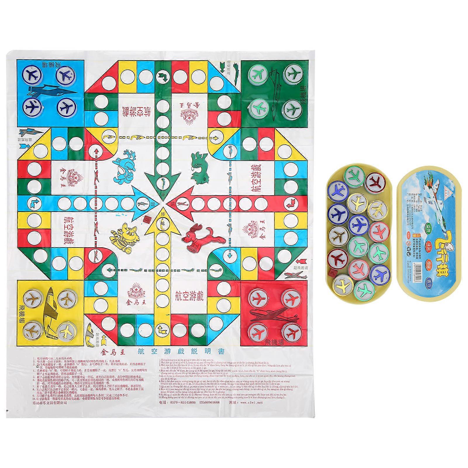 Kids Plastic Flying Chess Set with Oval Box, Parent-Child Family Party Board Game