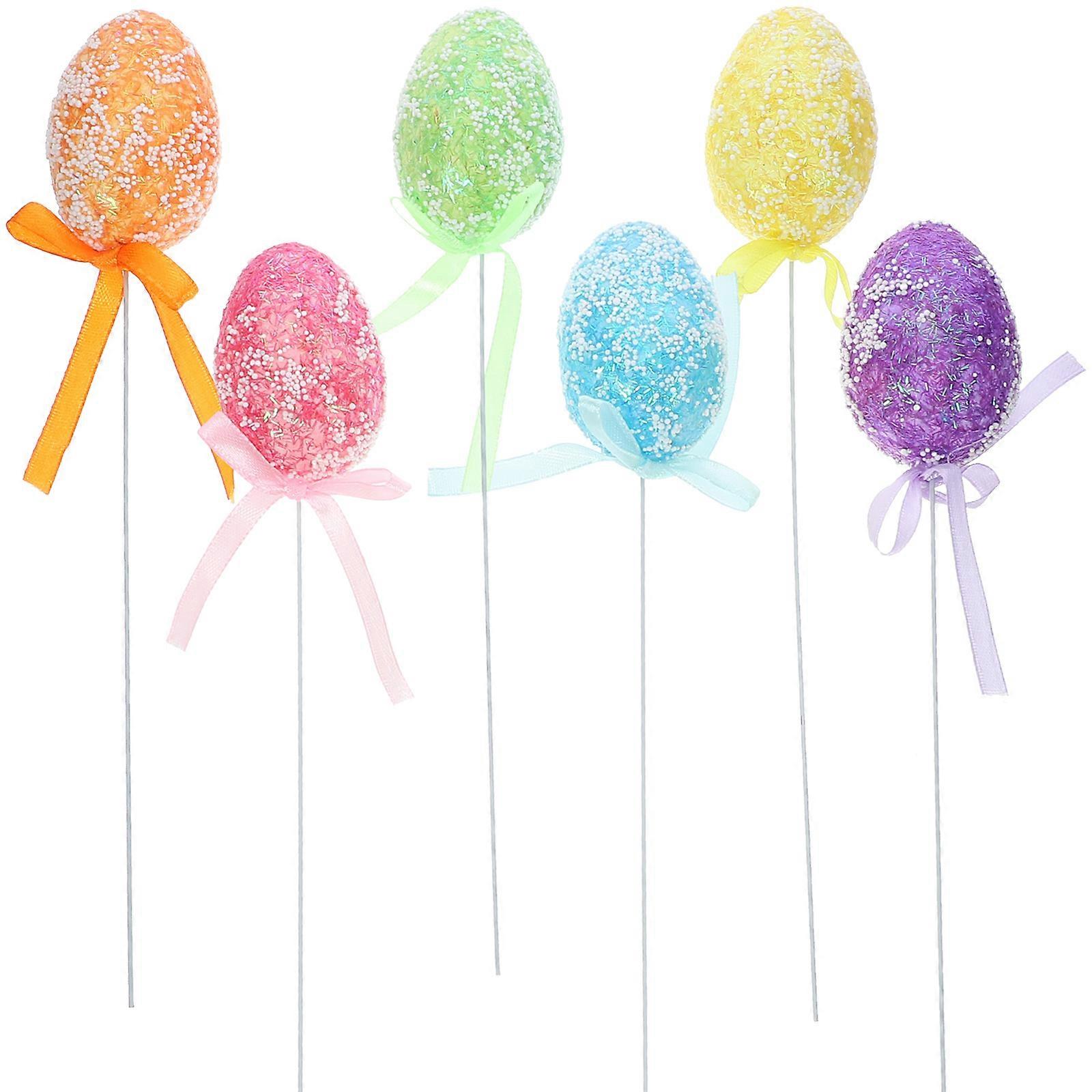 6pcs Artificial Easter Egg Branches Decorative Foam Twigs for Party Supplies, DIY Wreath, Garland, Vase Arrangement, Home Centerpiece Decor