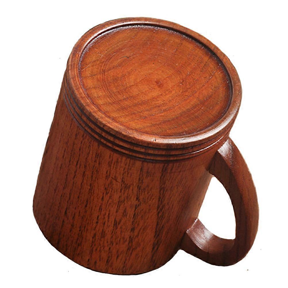Coffee Holder Beverage Container Office Use Solid Wood Cup With Handle 3.93X3.07X3.93inch 1Piece