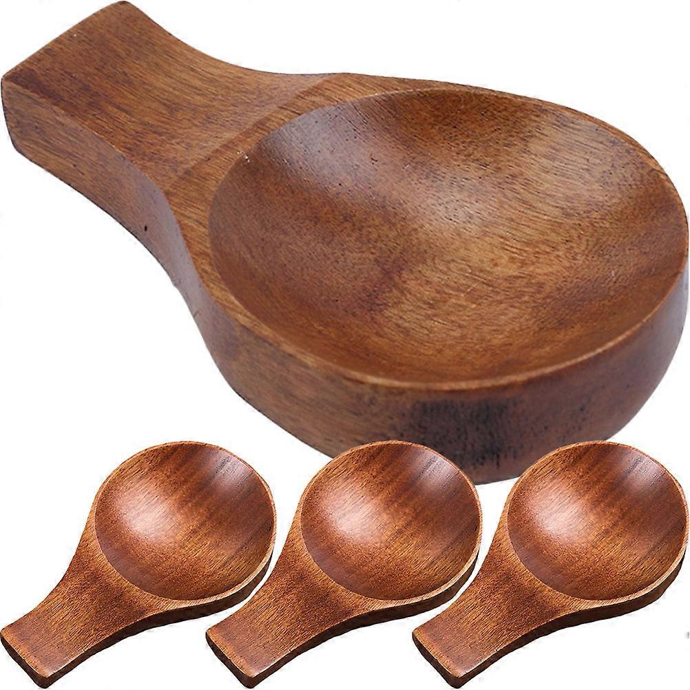 Condiments Serving Container Wooden Spoon Rests Meal Preparation Square Shape 4Set