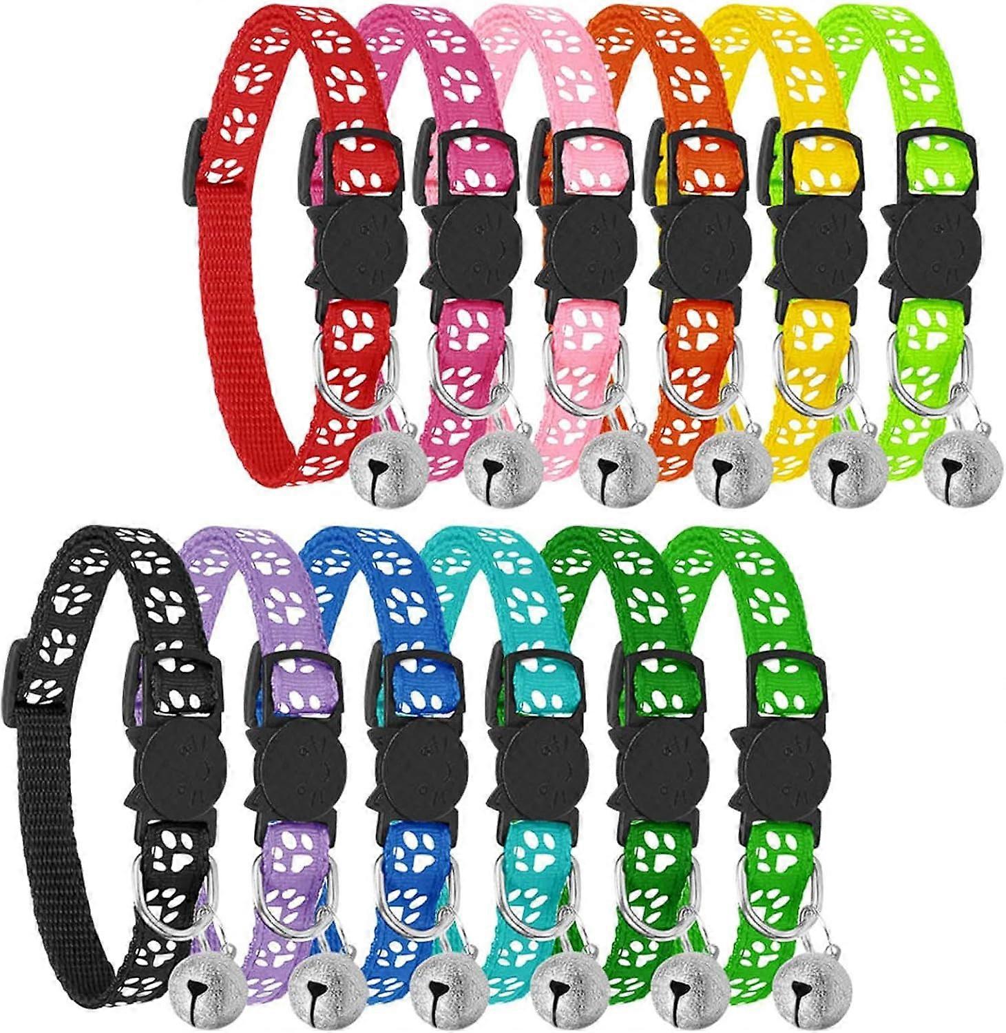 Reflective Cat Collars with Bells, Safe Quick Release Cat Collar, Adjustable to Fit All Domestic Cats(12 Pack)