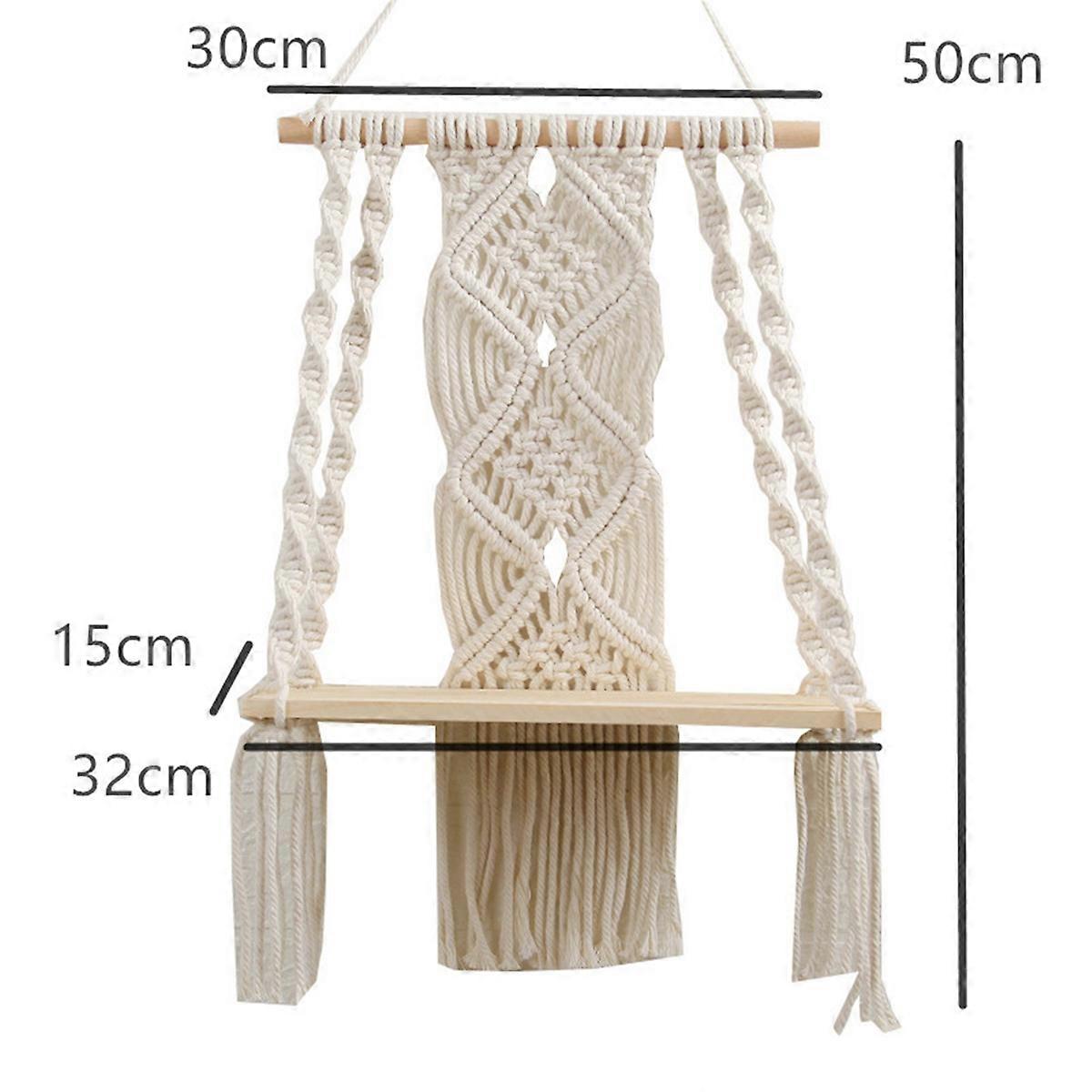 Boho Wall Hanging Shelf Handmade Tassel Tapestry Rack for Home Decor