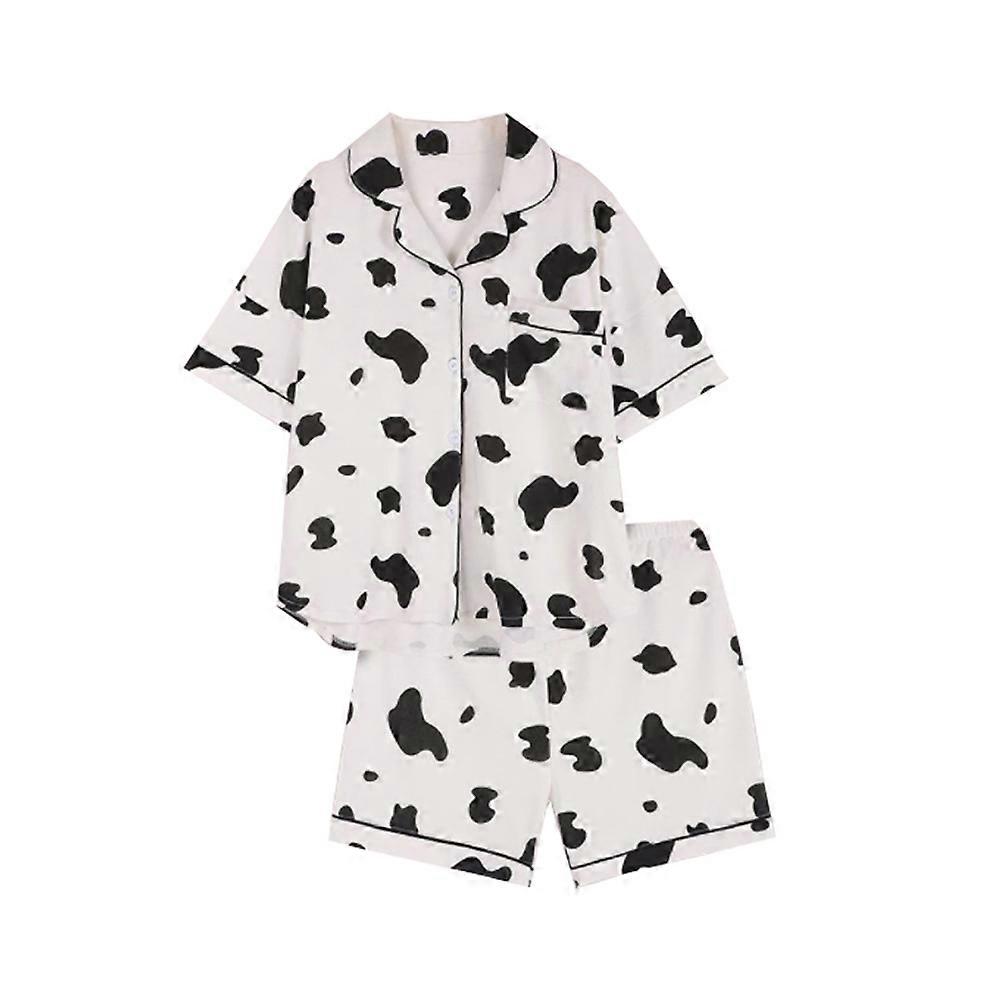 Here's a polished and engaging product description for your **Cow Pattern Short Sleeve Nightgown Set For Women**:
**Cow Pattern Short Sleeve