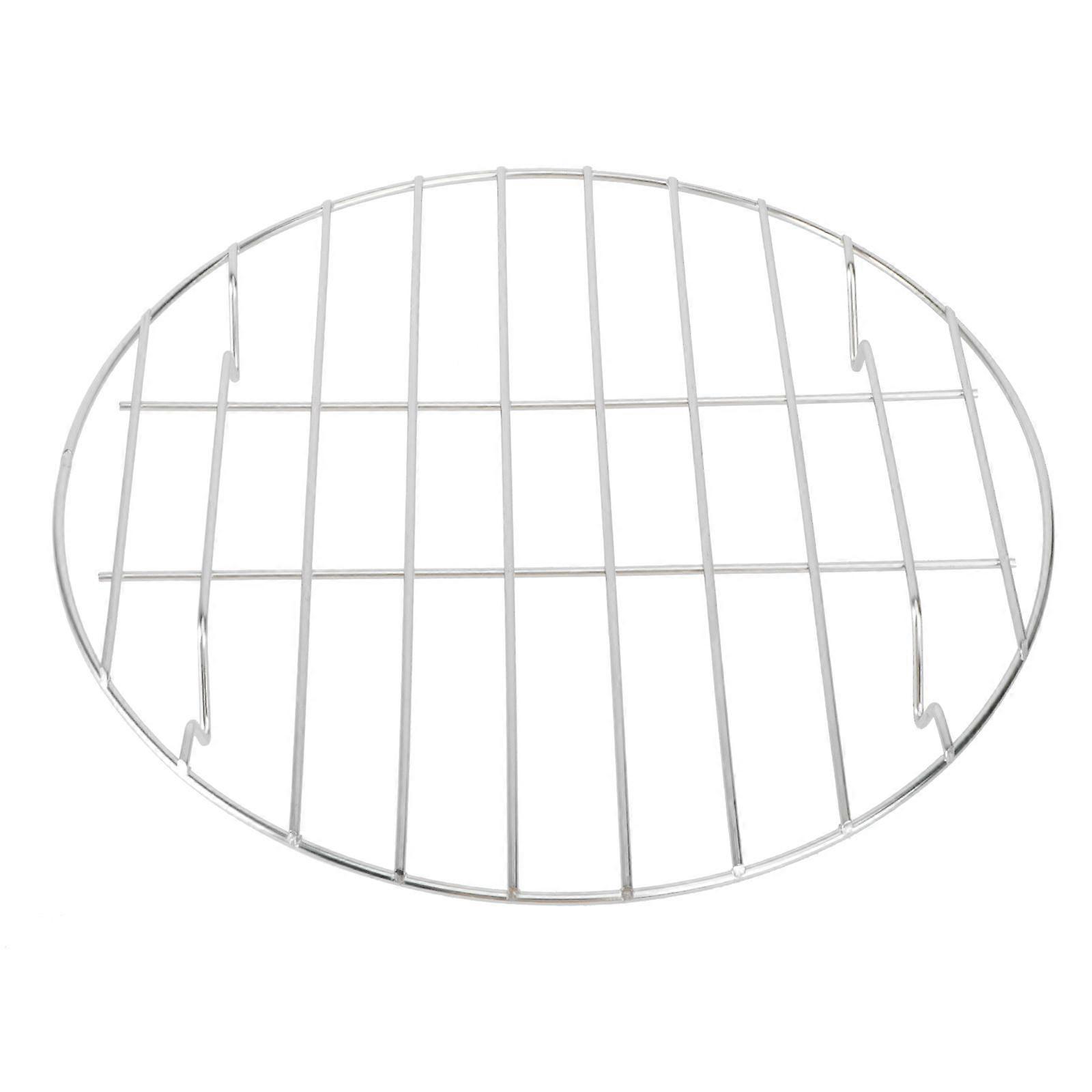 Stainless Steel Meat Net Grilling Rack Round Portable Fish Vegetable Roast Rack Pizza Baking Rack - 24.5cm (Without Black Baking Tray)