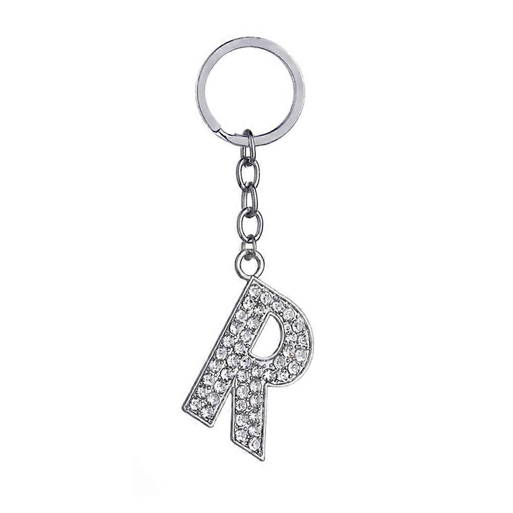 Key Chain Women Metal Keyring Letter R For Carnival Prizes Rectangle Shape 8 x 3 x 0.2cm 1Pcs