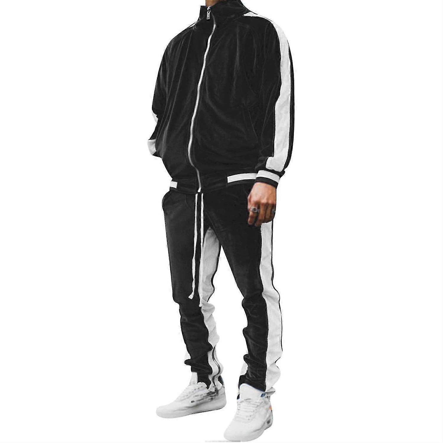 Herren Samt Jogginganzug Set, Freizeitjacke & Hose Trainingsanzug