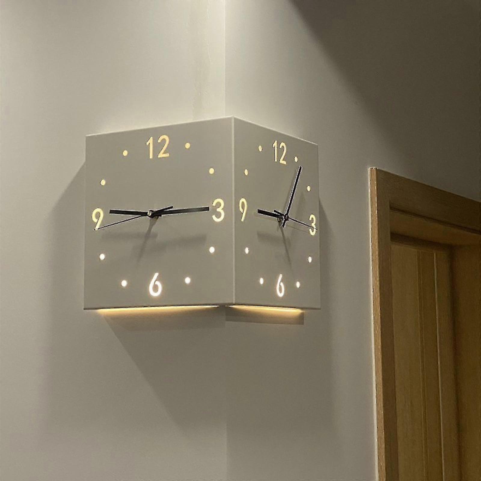 Automatic Induction 3D Double-sided Corner Wall Clock
