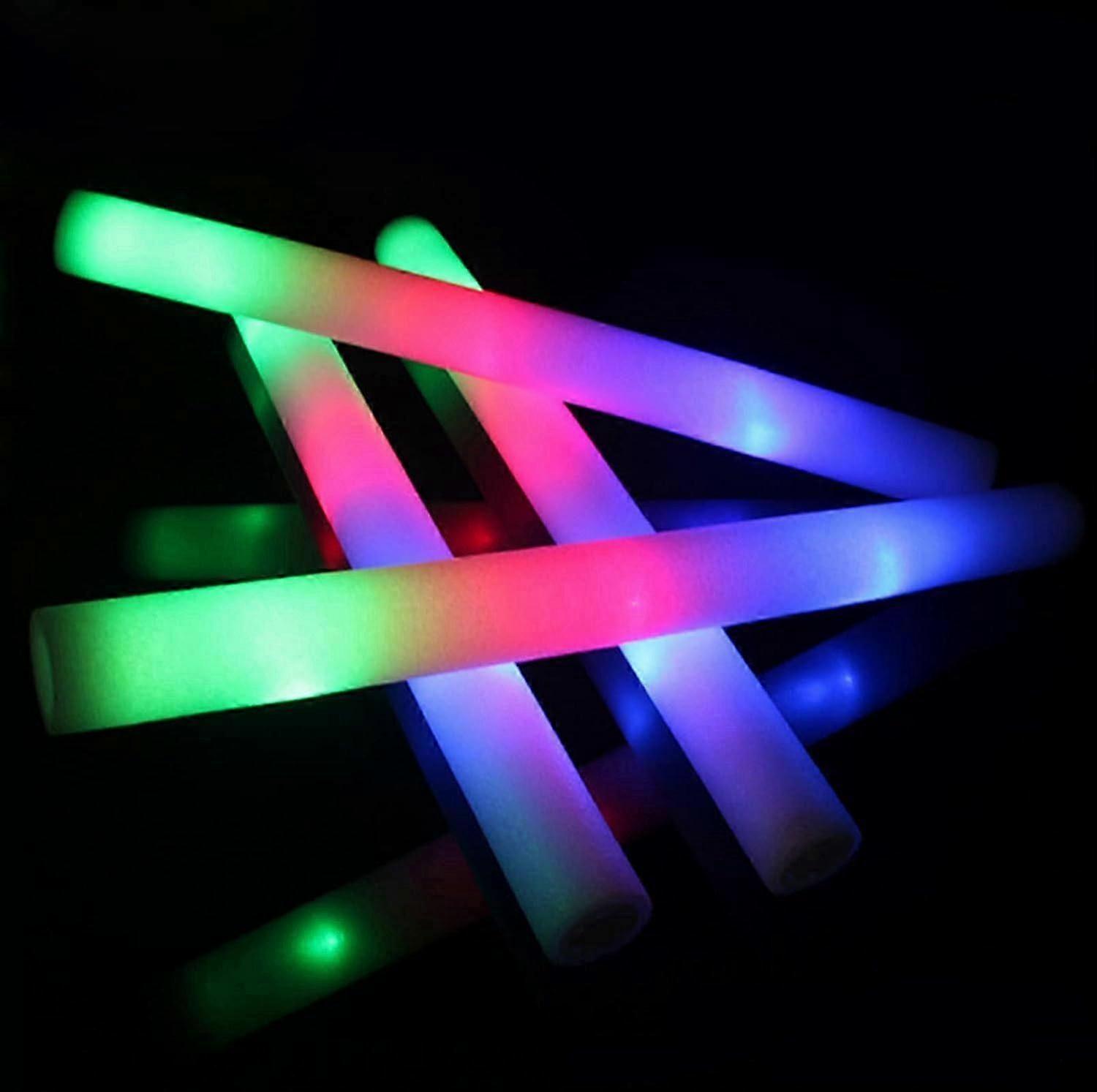 LED Foam Sticks,12 Pcs Multicolor Glow Sticks Party Pack Glow Batons with 3 Flashing Modes Glow in The Dark Party Supplies