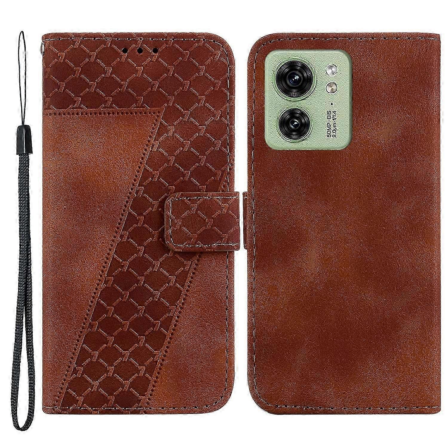Leather Phone Cover Suitable for a Certain Brand Edge 40 5G 7-Shape Imprinted Wallet Stand Anti-fall Case
