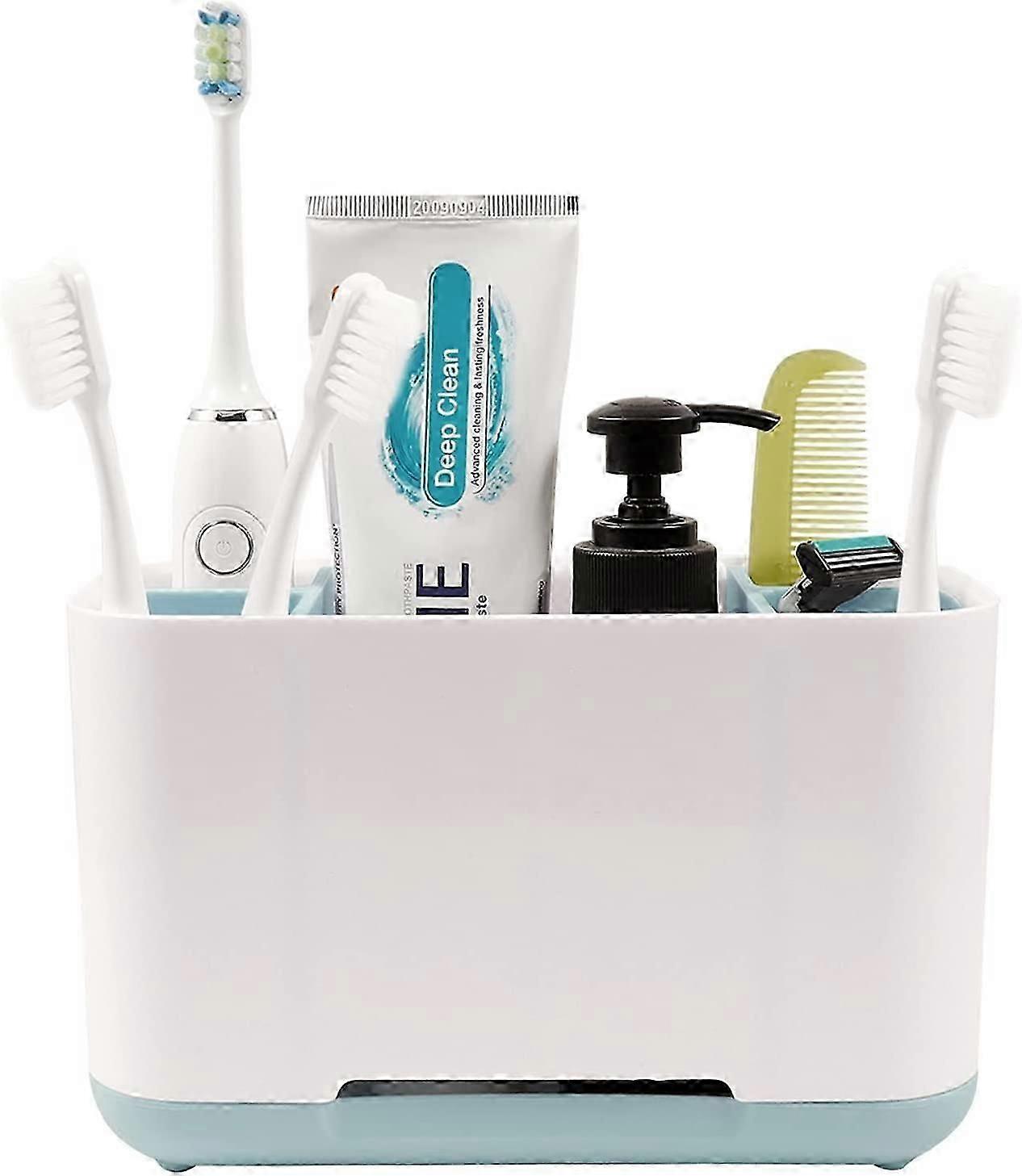 Bathroom Toothbrush Holder with Drainage  Organiser for Electric Toothbrushes and Razors (Blue)
