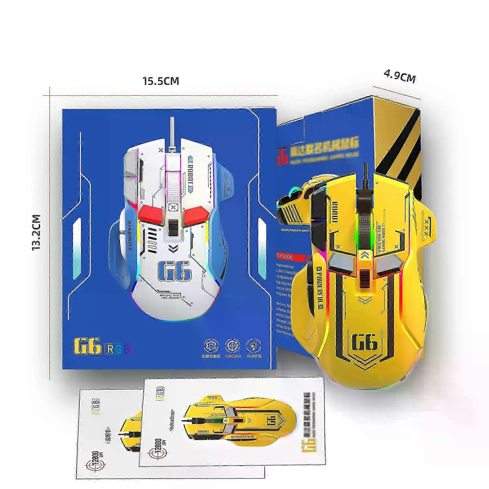 Wired Gaming Mouse with RGB Backlights, 10 Programmable Keys, Mech Design, 12800DPI