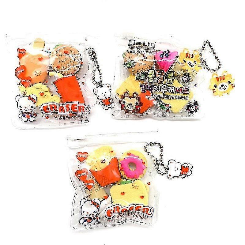 Cute Animal Shape Eraser Set for Fun Stationery
