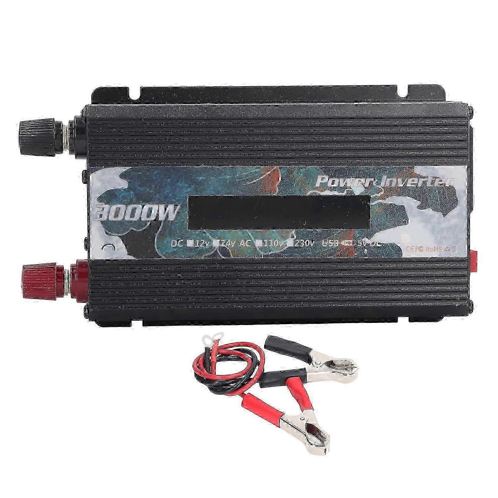 Car Power Inverter Modified Sine Wave Converter with 2.0A USB Port Cooling Fan LCD Screen 3000W DC to AC 220V