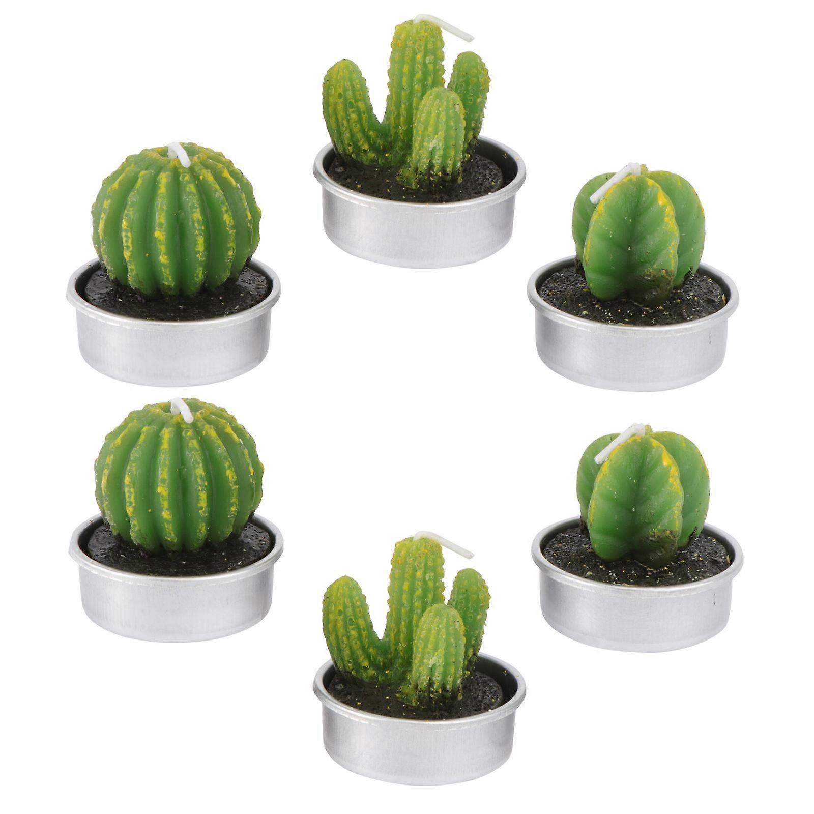 Succulent Candles Flameless Decorative Mini Party Favors Green 4*5cm 6Pcs