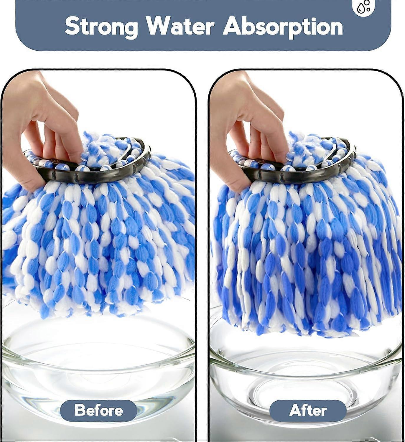 ZENGO Spin Mop Replacement Head, 3 Pack Mop Head Replacement , Machine Washable, Blue