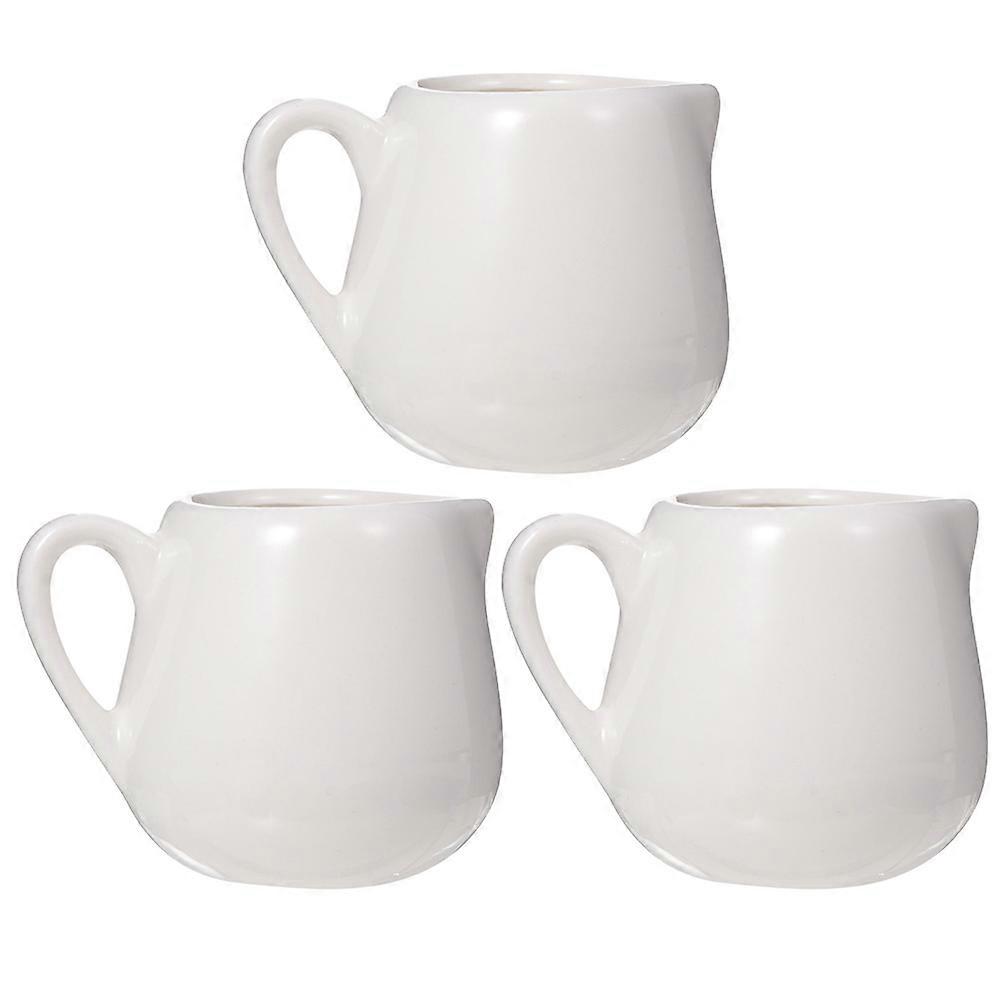 White Ceramic Sauce Bowl with Handle for Home Use Drip-Free Spout 3Pcs Mini Size