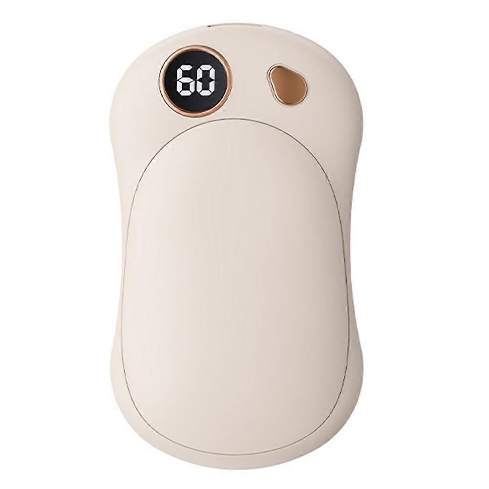 2Pc Magnetic Portable Rechargeable Hand Warmers with 3 Heat Settings Digital Display for Winter Outdoor Cream White