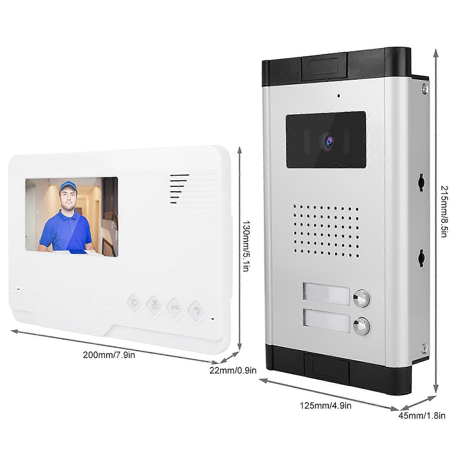 4.3in TFT Video Door Phone Doorbell Intercom Kit 1 Camera 2 Monitors Night Vision
