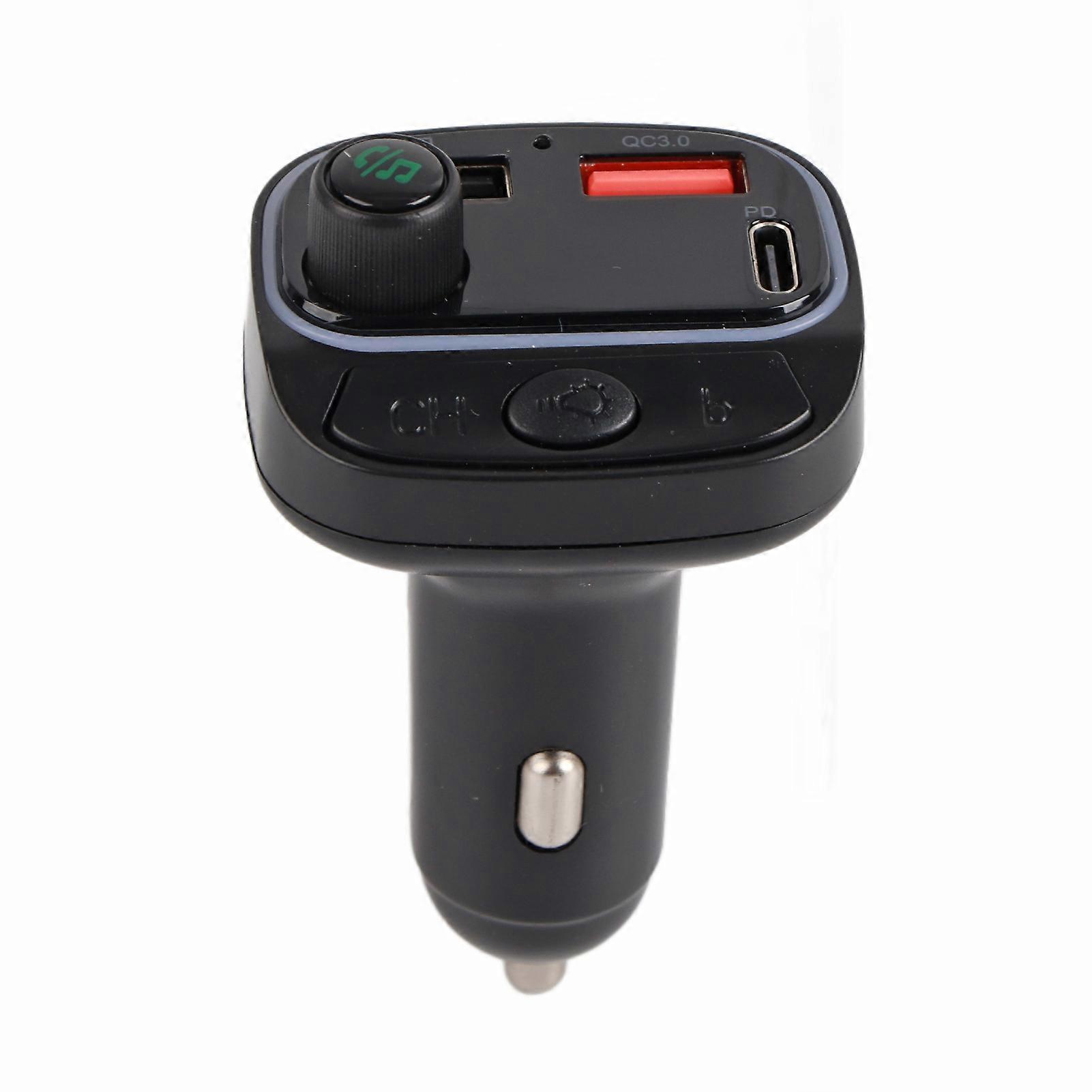 C14 Car Charger Fast Charging Car FM Transmitter MP3 Player with Adjustable 7 Colors Light