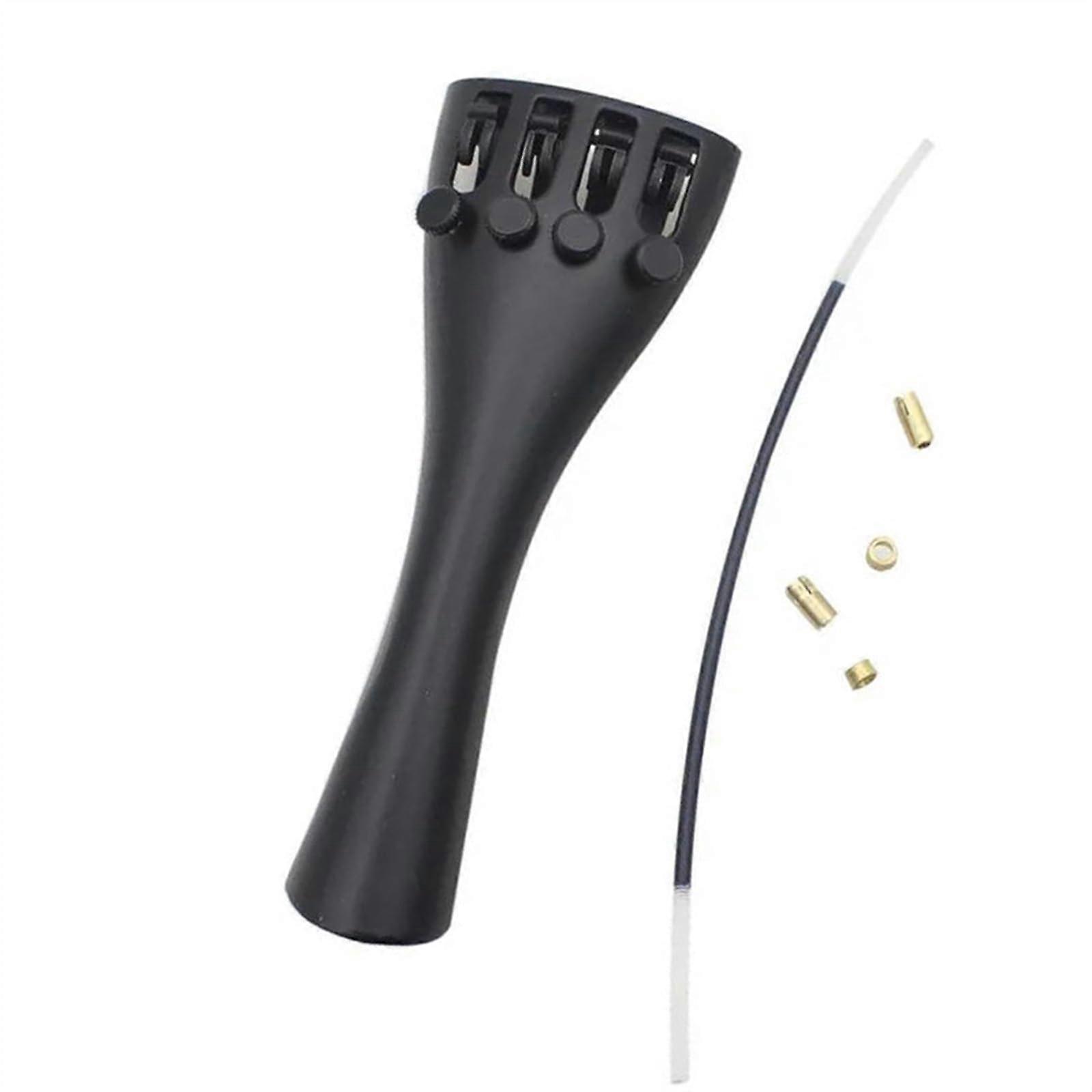Violin Accessory Set Aluminium Alloy Black Tailpiece with Waist Fine Tuning for 3/4 Size Professional Violins