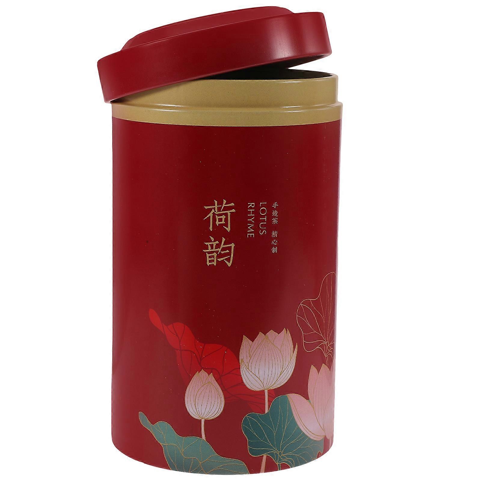Tea Storage Containers Chinese Style Sealing Food Storage Red 14.5X8CM 1Pcs