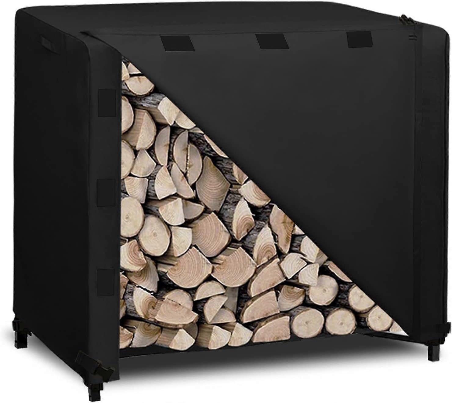 Black)  Heavy Duty Waterproof Weatherproof with Openable Front Flap (48" x 24" x 41" 4ft Outdoor Log Rack Cover