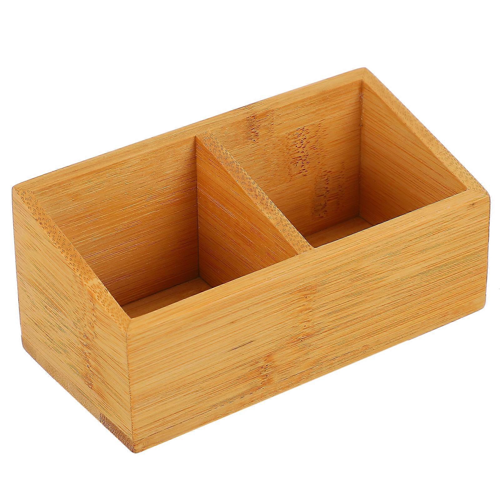 Wooden Tea Storage Box with Double Compartment – Stylish Organizer for Tea Bags, Sugar & Snacks, High Hardness Design for Home Use