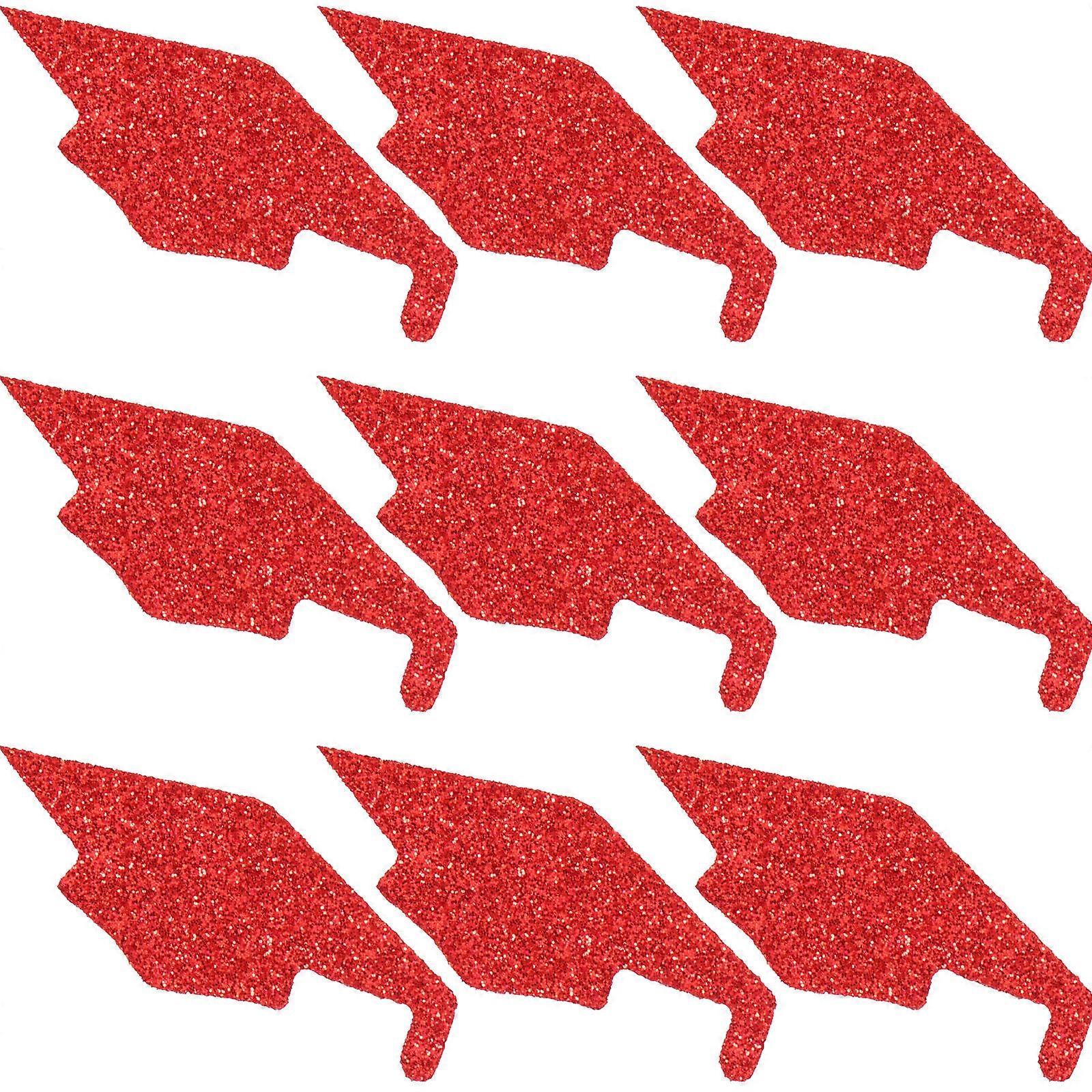 It sounds like you're describing a product listing for a **red graduation cap confetti decoration** made from **non woven material**, intended for