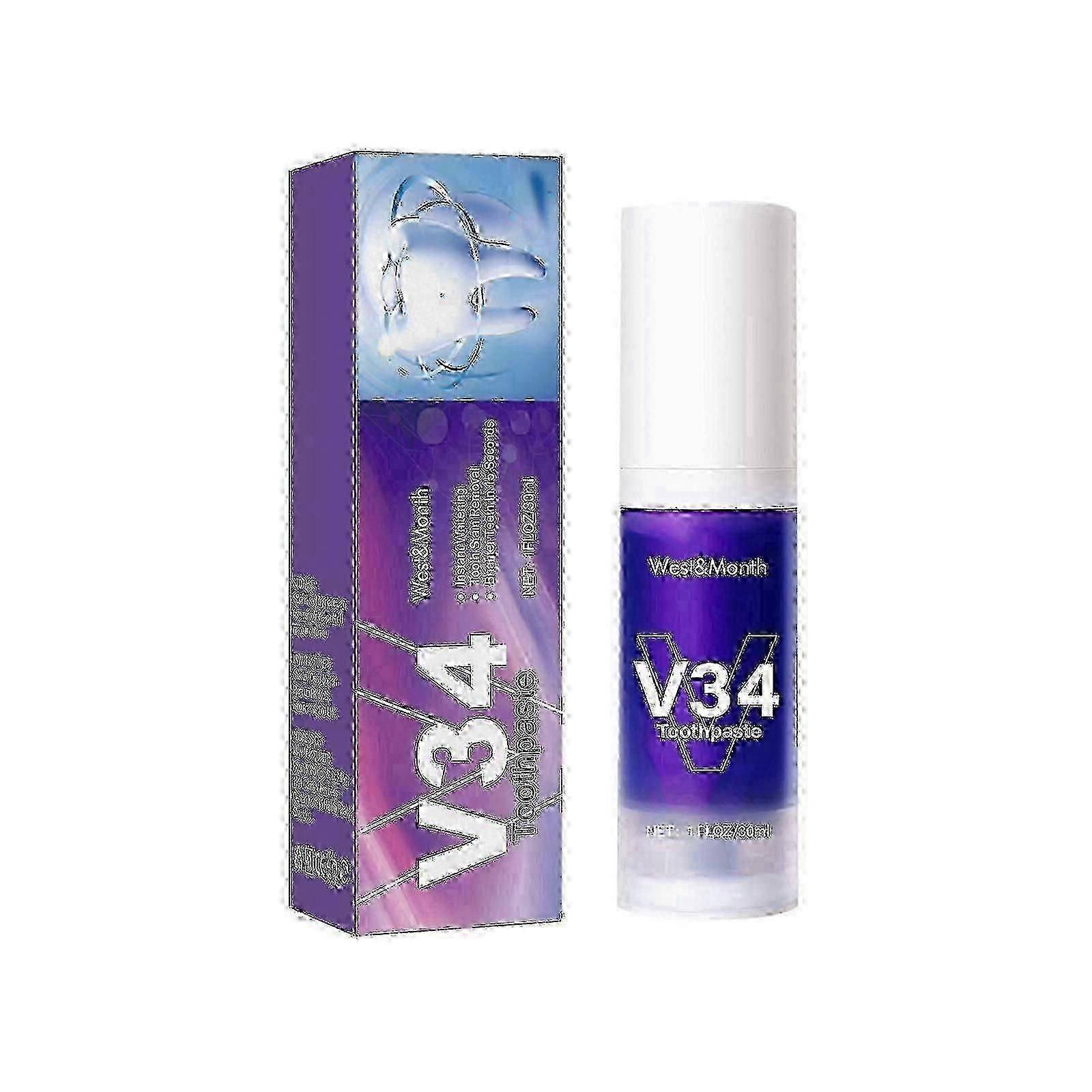 V34 Toothpaste, Whitening Teeth Clean Care Gums Fresh Breath Press Toothpaste