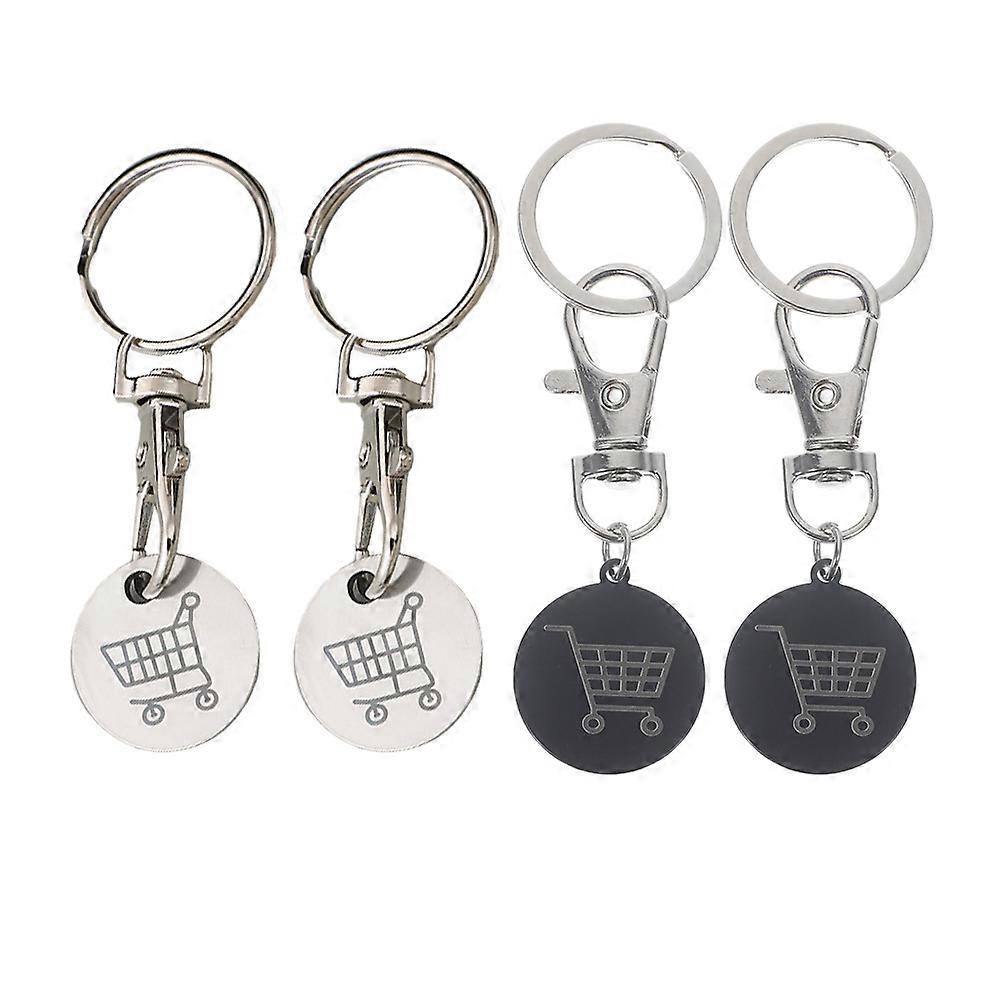 Trolley Token Keychain 4Pcs Assorted Color Stainless Steel Key Chain for Hanging Keys