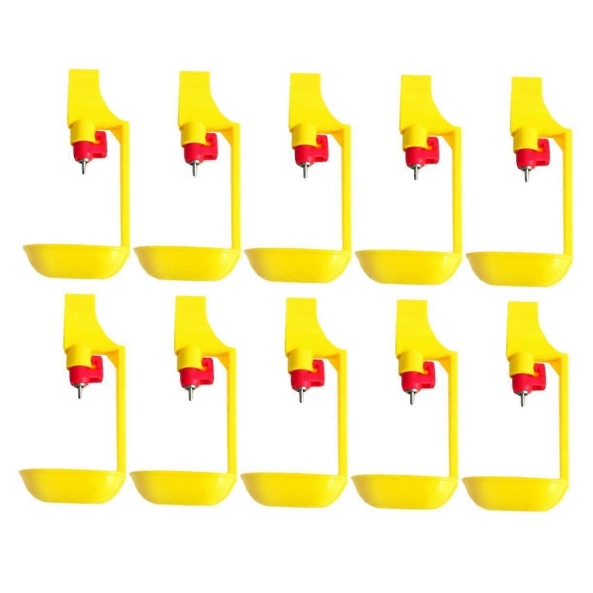 Square Tube Chicken Waterer 10-Piece Set, Automatic Drinking Bowl, Poultry Waterer Cup, Drinker Tray for Chickens