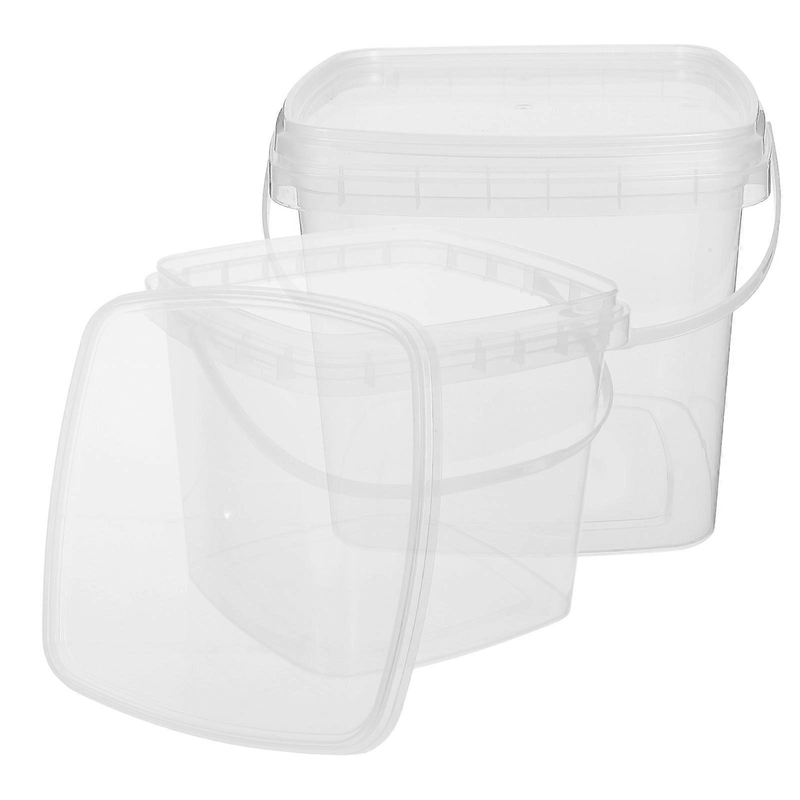 Multipurpose Bucket Plastic Water Container With Lid For Hotels Families Ranches Transparent 21.00X21.00X18.00CM 2Pcs