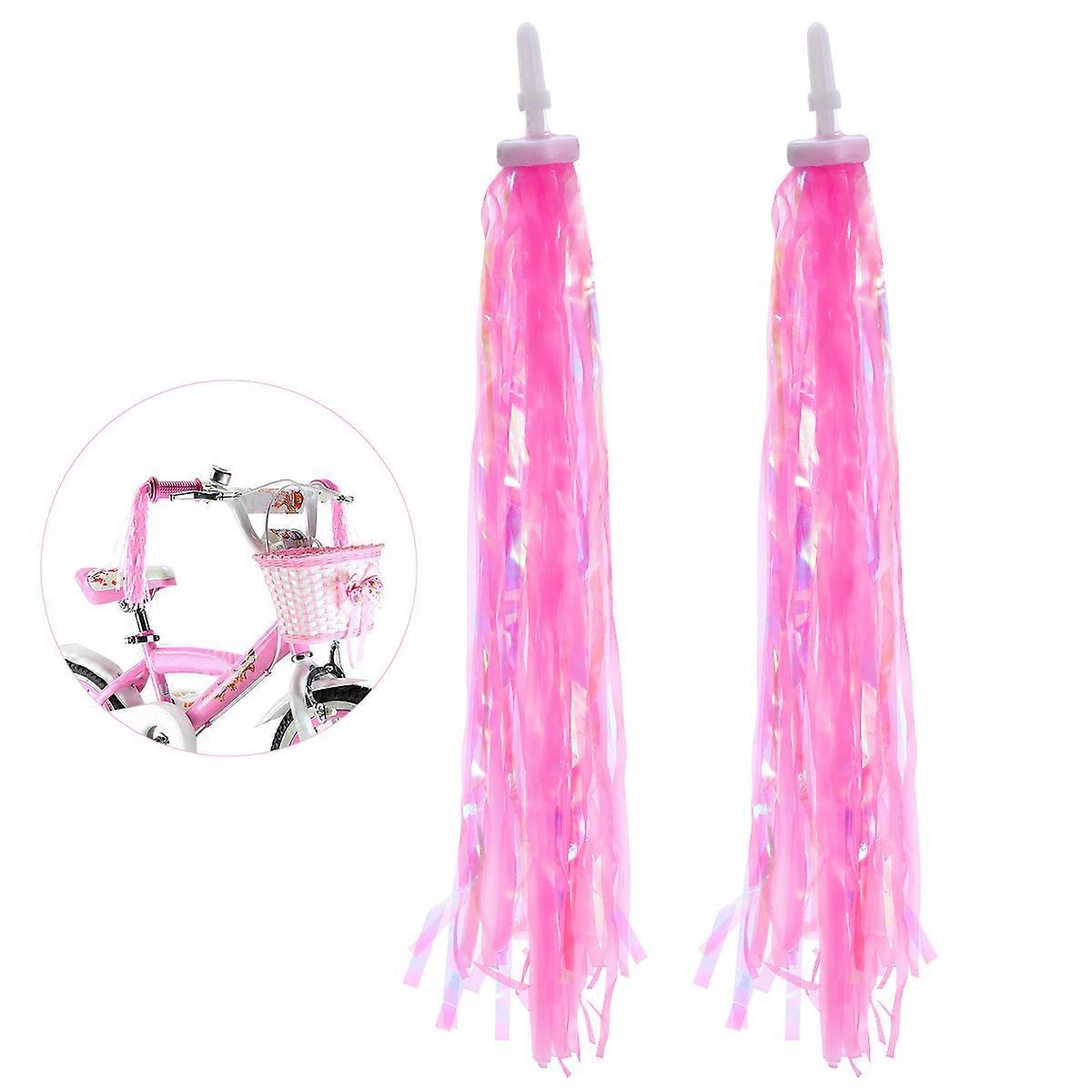 Handlebar Streamers for Bikes Pink Style Bicycle Riding Decoration 1Pair