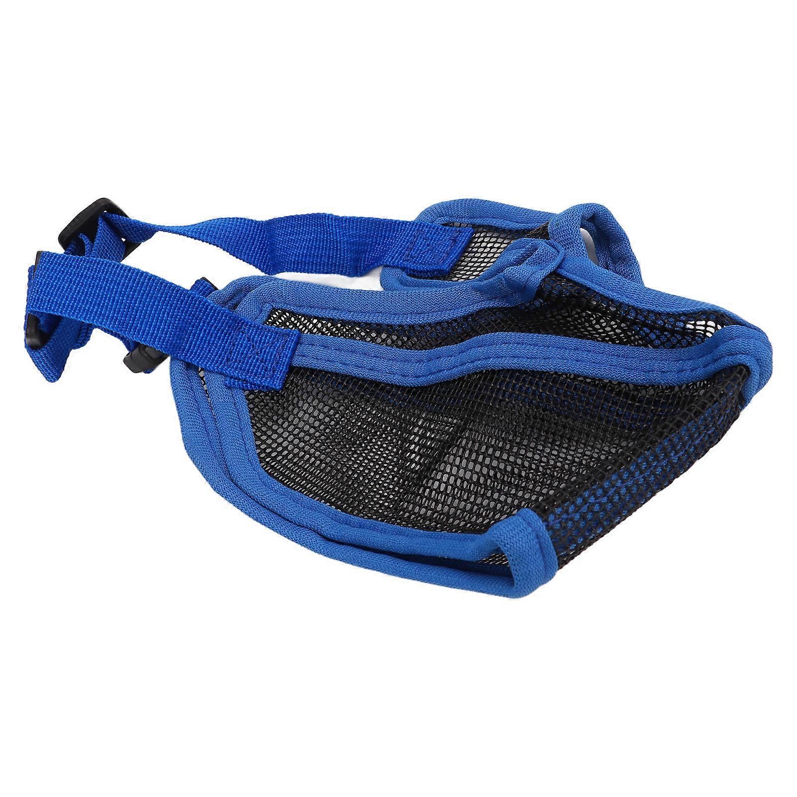 Short Snout Dog Muzzle Adjustable Breathable Prevent Biting Chewing Dog Mesh Muzzle for Bulldog Shar Pei Chihuahua Blue L