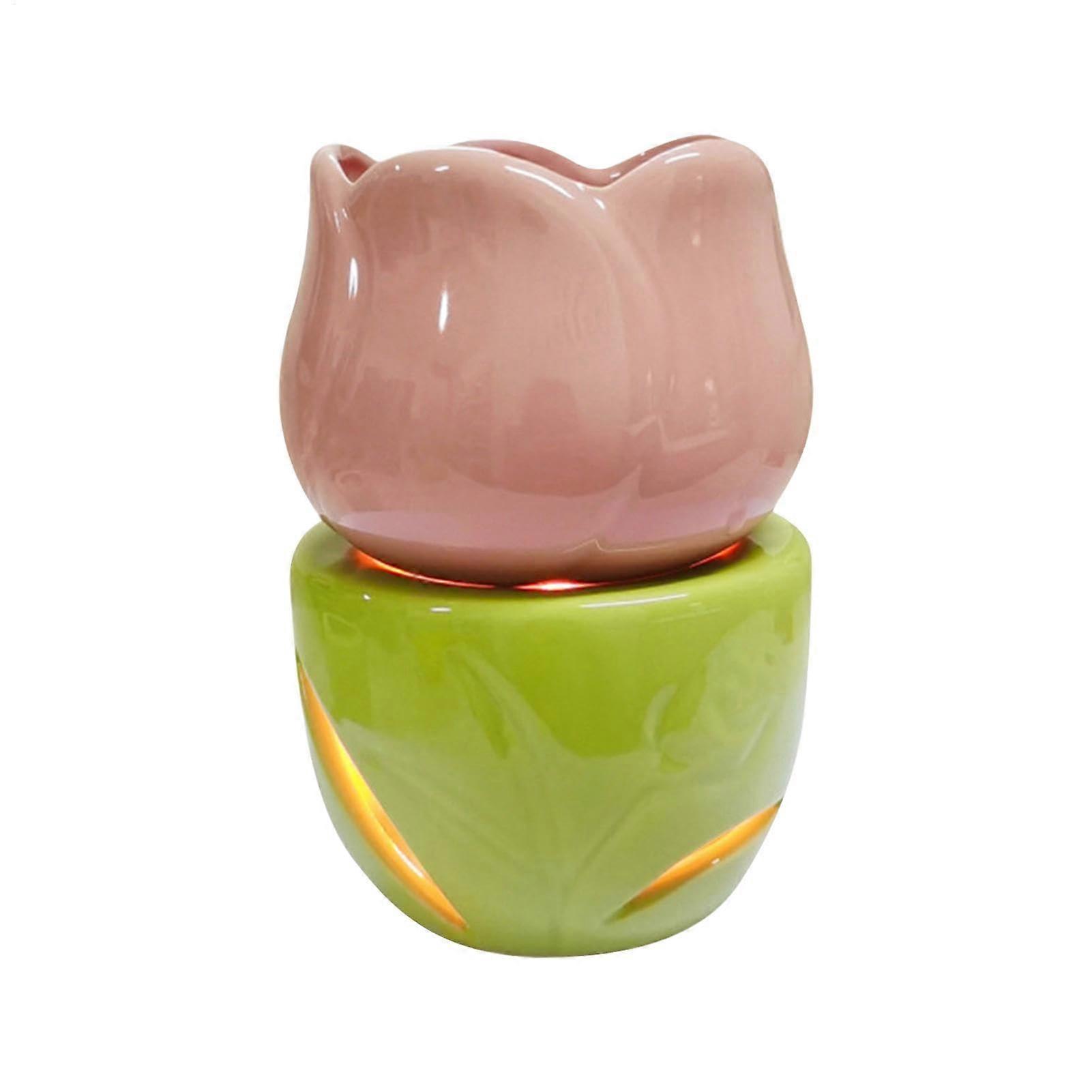 Wax Warmer Flower-Shaped Candle Diffuser, Ceramic Wax Warmer, Pink Ceramic Oil Burner, Room Diffuser