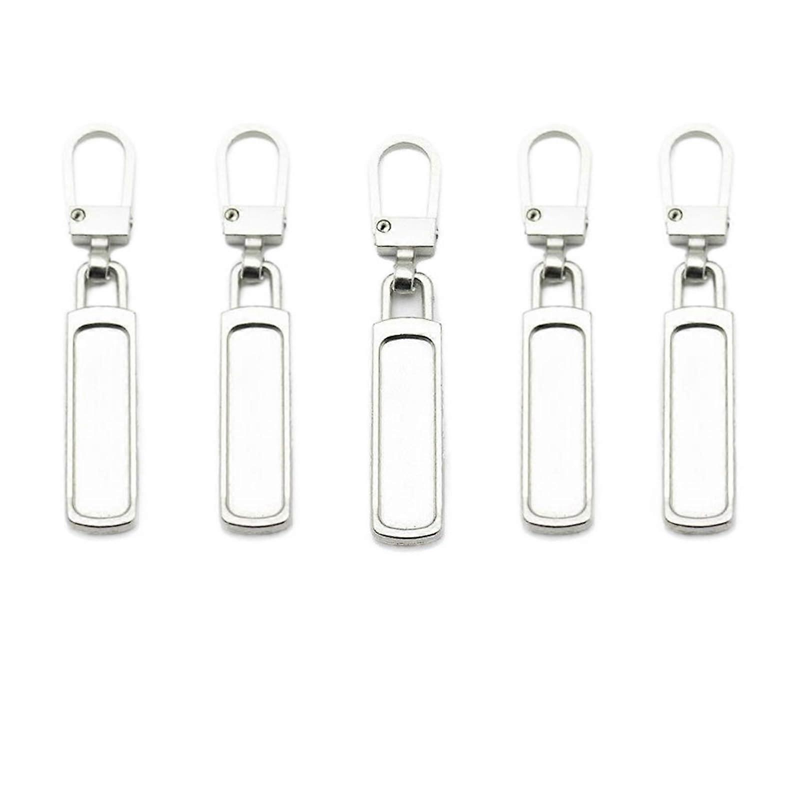 Zipper Pull Head Pull Tabs Fixer, 5 Pieces Removable Metal Zipper Puller Slider Replacement for Zipper Head Zipper Kits (21)