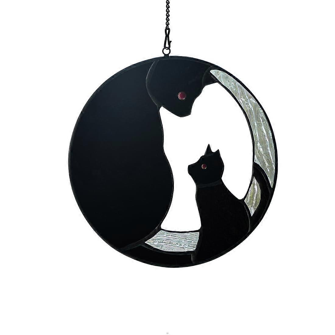 Black Cat Decoration, Stained Glass Window Hanger, Funny Cat Gifts for Cat Lovers
