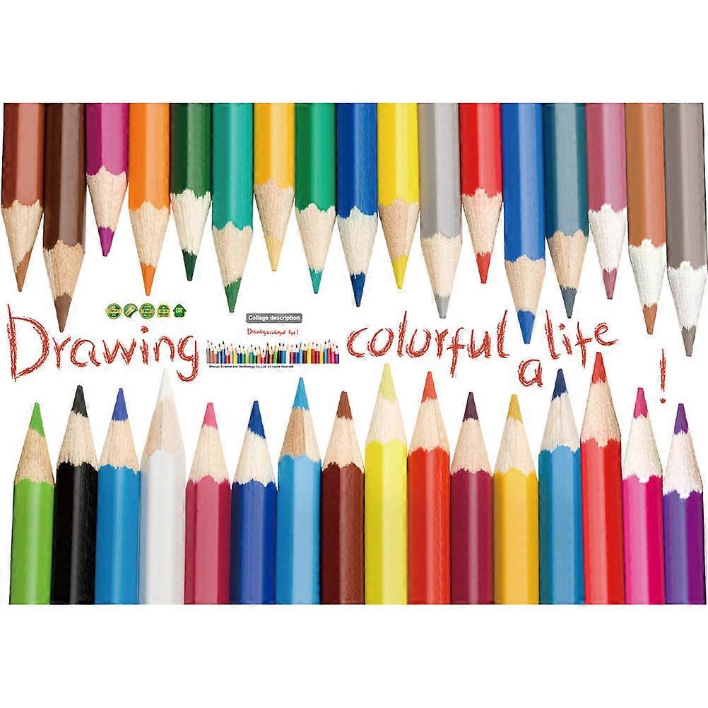 Home Wall Stickers Drawing A Colorful Life For Kids Rooms Decorative Removable Rectangle Shape Multi 70x50cm 1Pack