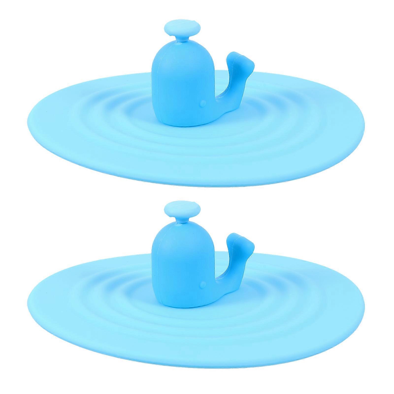 Blue Silicone Cup Lid with Detachable Whale Decor for Home Use, Prevents Spills and Keeps Dust Away