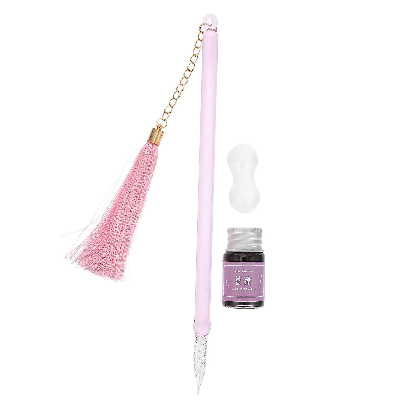 Pink Tassel Dip Pen for Calligraphy – Smooth Brush Strokes, Unique Design, Ideal for Ink Sampling, Artists & Writers