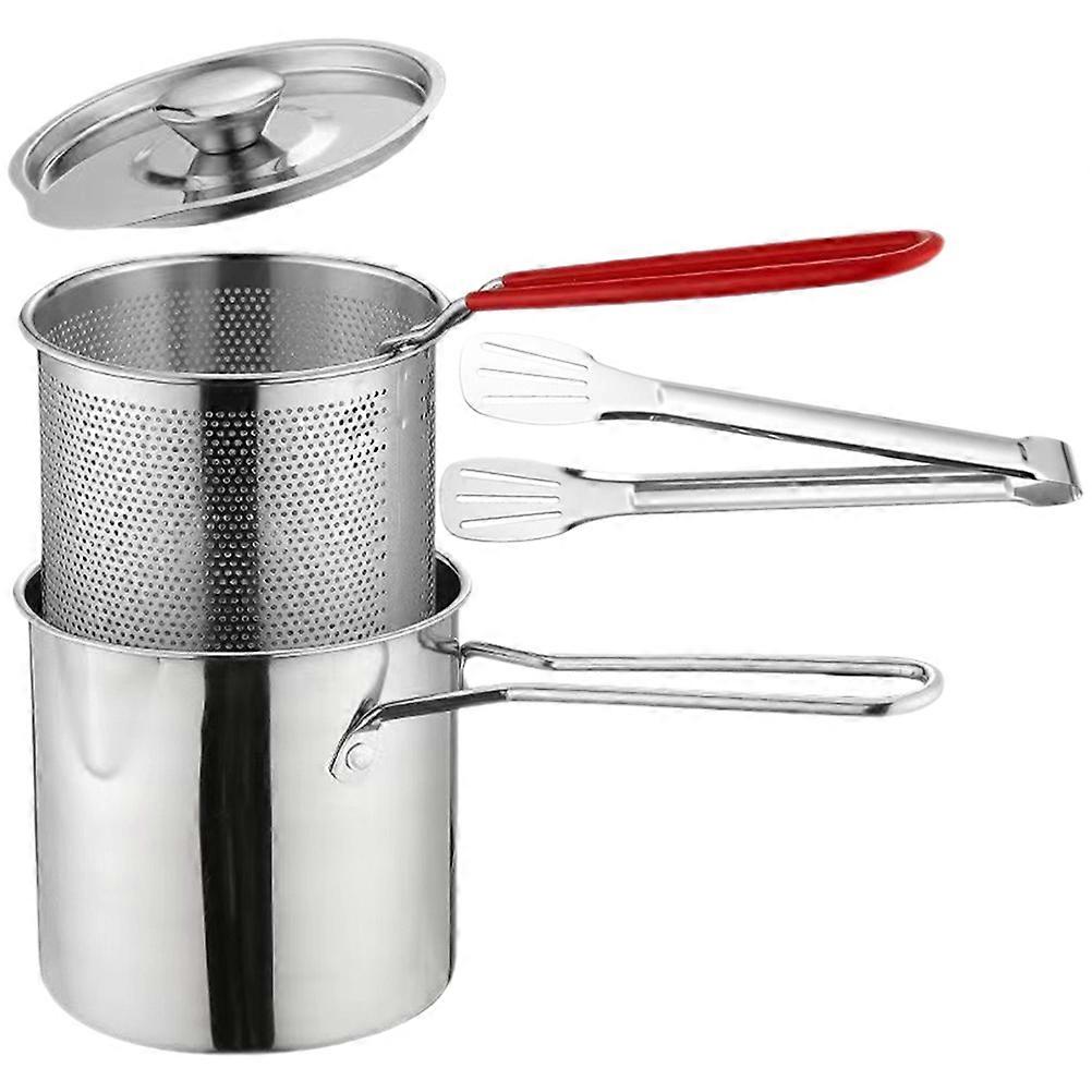 Mini Deep Fryer With Lid And Basket Quick Heat Transfer For Chefs Household Use 5.1×4.7×4.7in 1 Set