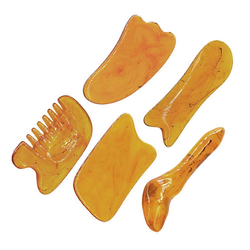 Scraping Massage Manual Tools Set Of 5Pcs For Face Neck Back Shoulder Leg Foot Stress Relief Resin Beeswax Square Plate Triangular Double Edge
