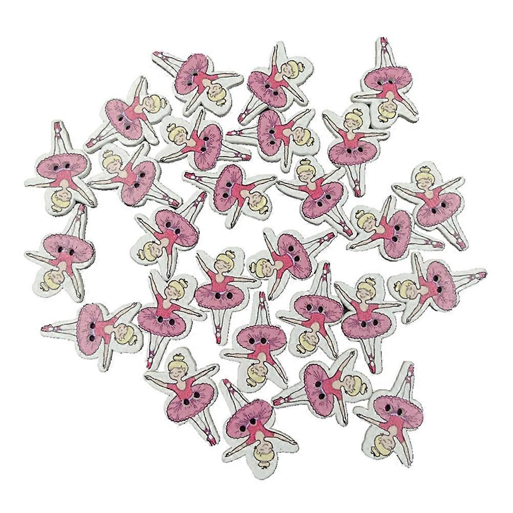 Guziki Do Sweterów Kardigan Kreskówka Balet Taniec Dziewczyna Wzór Szycie Drewna 100Szt