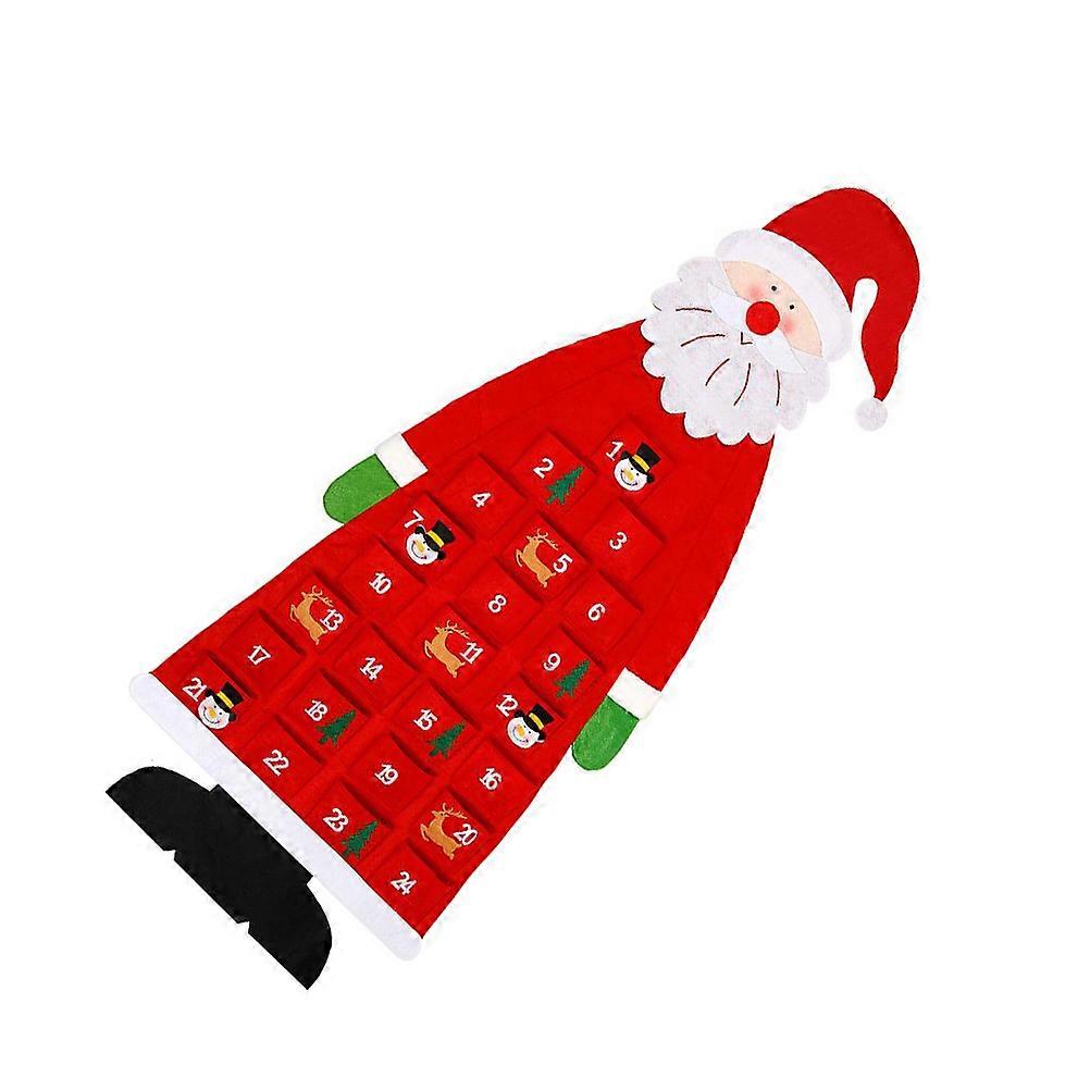 Festive Advent Calendar with Santa Claus Ornaments 1 Set of Hanging Decorations for Home and Office Red Random Pattern