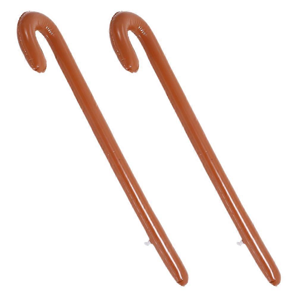 2pcs Halloween Inflatable Walking Stick Prank Toy Party Prop Blow Up Cane Simulation Performance
