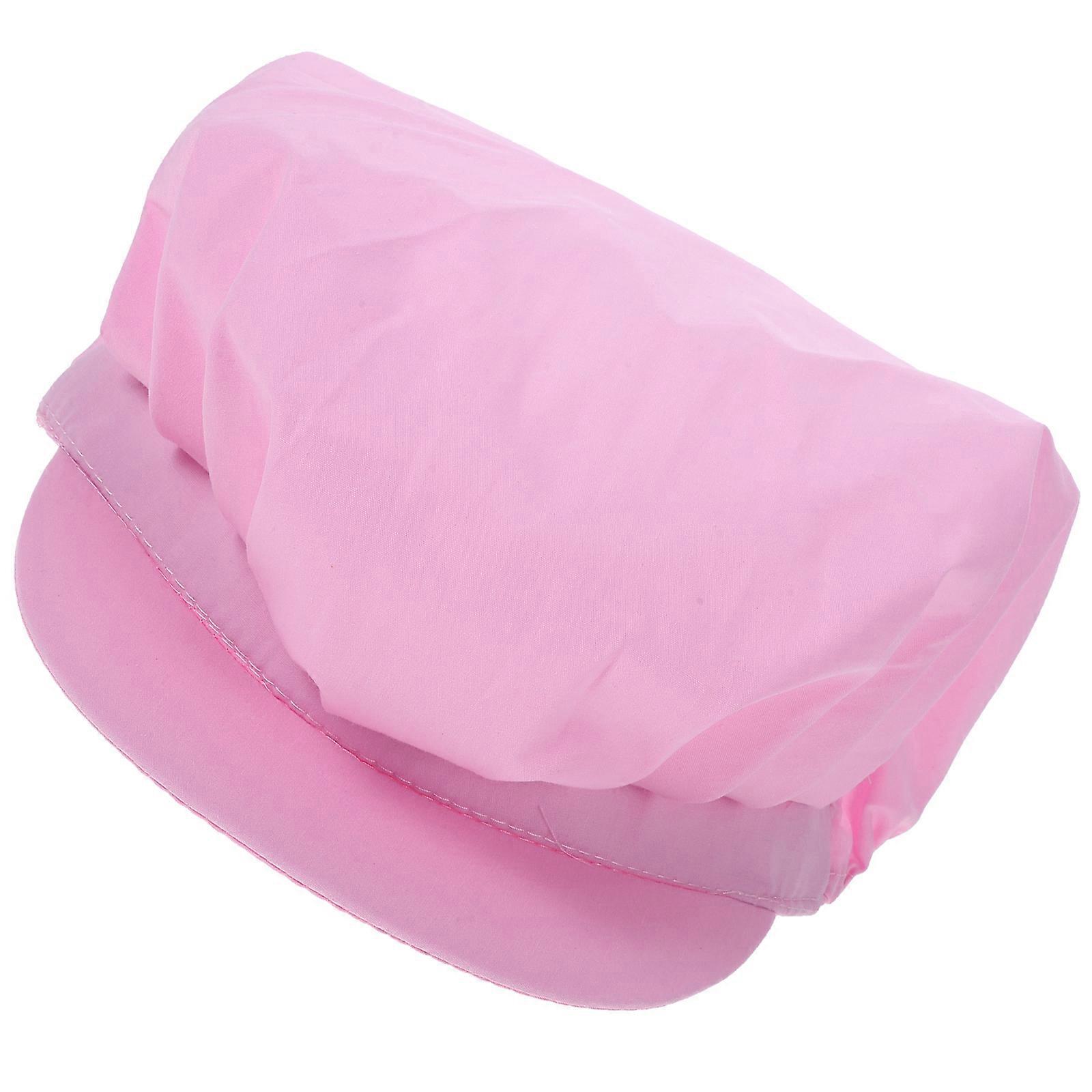 Chef Hat Practical Cotton Working Hat for Kitchen Bakery Pink with Buckle Prevent Hair Falling Durable Use 1Pc
