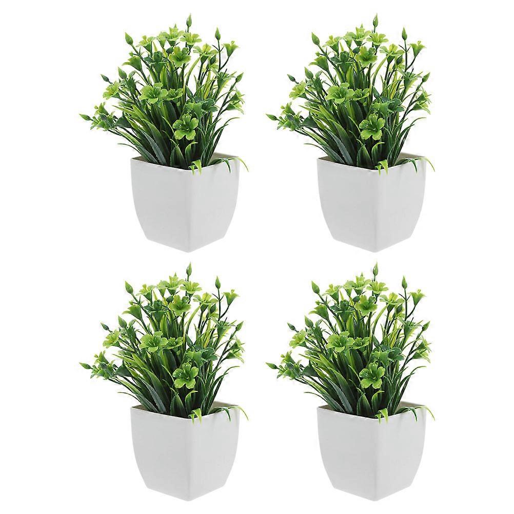 4PCS Faux Greenery Plant Pots Realistic Artificial Bonsai for Indoor Kitchen Bathroom Bookshelf Decoration